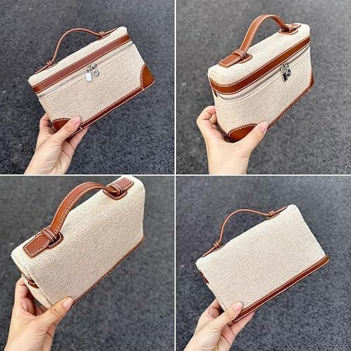 Rejolly Crossbody Bag for Women Small Top-Handle Pouch Purse Designer Shoulder Handbag Quiet Luxury Leather Trendy Purse - Canvas Brown thumbnail 4