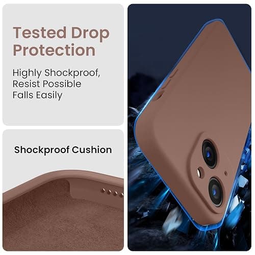 FireNova Designed for iPhone 14 Case, Silicone Upgraded [Camera Protection] Phone Case, Soft Anti-Scratch Microfiber Lining Inside, 6.1 inch, Light Brown thumbnail 4