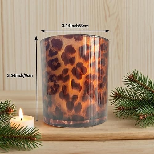cachiv Votive Candle Holder Leopard Print Glass Tea Lights Candle Holder for Floating Candles Wedding Table Centerpiece Holiday Home Decor thumbnail 3