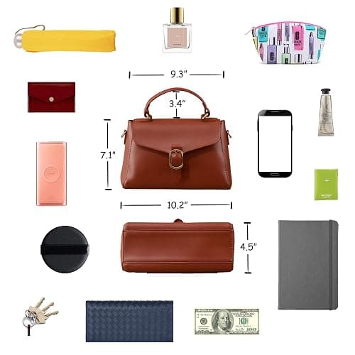 Vintage Vegan Leather Flap Top Handle Bag For Women Retro Satchel Casual Purse Simple Shoulder Classic Handbag thumbnail 6