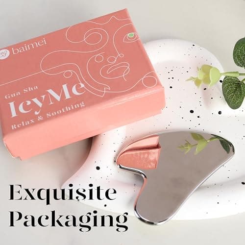 BAIMEI IcyMe Stainless Steel Guasha Tool for Face Sculpting Tool | Relax Muscles & Relieve Tension,Gua Sha with Smooth Cool Texture & Ergonomic Design , Skin Care Gifts for Women thumbnail 7