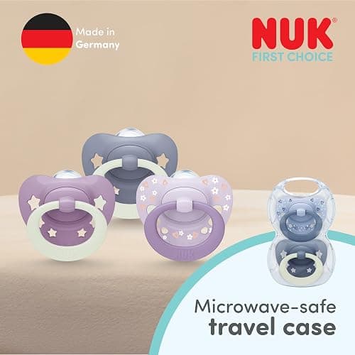 NUK First Choice Classic Night Baby Dummies | 6-18 Months | Orthodontic Soothers that Glow in the Dark | 95% Baby Acceptance** | Blue | 2 Count thumbnail 7