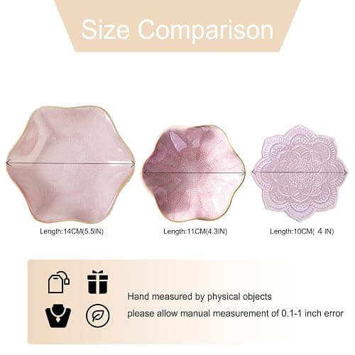 Binoster Ceramic jewelry dish, jewelry tray key tray,small ring dish holder Jewelry Plate trinket tray catchall tray nightstand decor for table room decor SM (4.3 inches, White + Pink) thumbnail 5