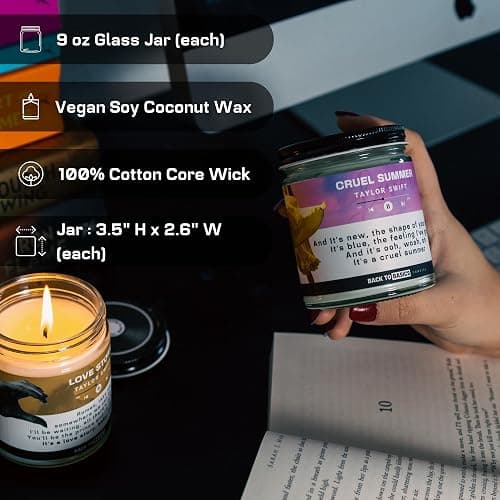 Back to Basics | Taylor Premium Candle Set - 3 Vegan Soy Coconut Wax Scented Candles for Home Decor, Birthday Gifts for Women, Best Friends, Men | Relaxing Aromatherapy Made in USA thumbnail 6