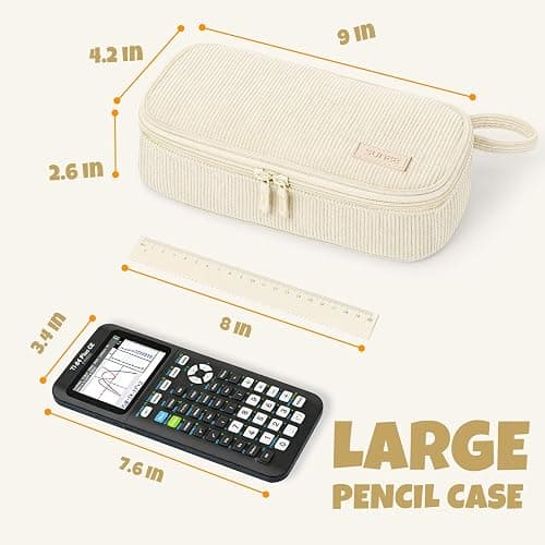 SUNEE Cute Pencil Case, Large Capacity Pencil Pouch Aesthetic Zipper Pencil Bag, Big Storage Pen Organizer for Stationery, Soft Corduroy Pencil Box Back to School Supplies for Teen Girls Boys, Beige thumbnail 6