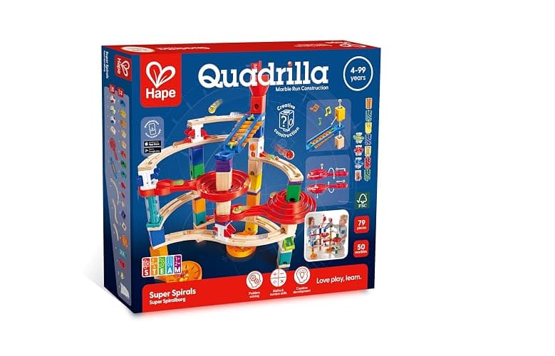 Hape Wooden Quadrilla Super Spirals Marble Run STEM Toy for Kids 4+ Years thumbnail 9