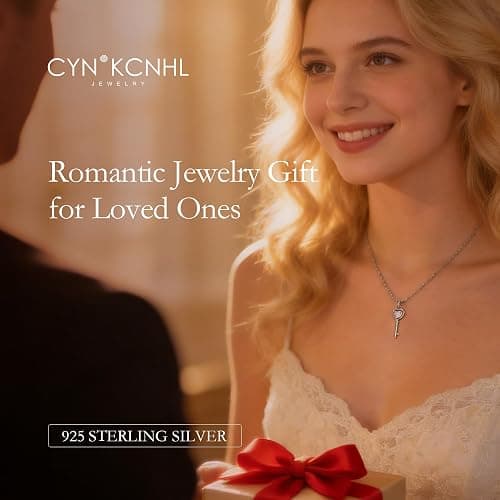 CYNKCNHL Key Heart Necklace Gift for Women, 925 Sterling Silver Pendant | Cubic Zirconia Jewelry Gift for Her, Girlfriend, Daughter – Birthday Valentine Anniversary thumbnail 2