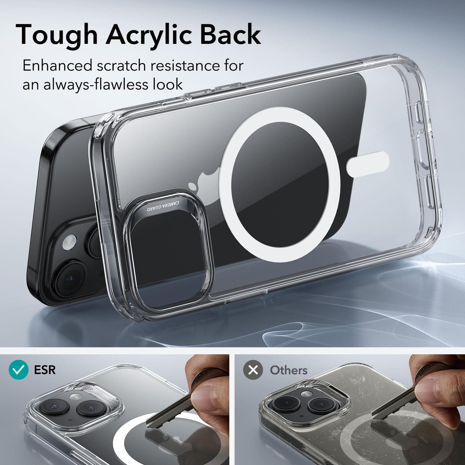 ESR for iPhone 15 Case, Compatible with MagSafe, Military-Grade Protection, Yellowing Resistant, Scratch-Resistant Back, Magnetic Phone Case for iPhone 15, Classic Series, Clear thumbnail 6
