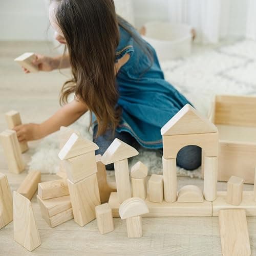 Melissa & Doug Standard Unit Solid-Wood Building Blocks With Wooden Storage Tray (60 pcs) Classic Wooden Blocks For Toddlers Ages 3+ thumbnail 9