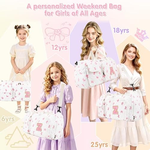 Gifts for Girls Initial Travel Duffle Bag, Personalized Initial Duffel Bag with Shoe Compartment Dance Cheer Weekender Bags, Gymnastics Gym Overnight Bag Birthday Gift for Teens Girl (Letter-Z) thumbnail 7