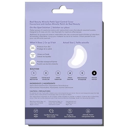 Rael Pimple Patches, Miracle Spot Control Cover - Hydrocolloid Acne Pimple Patch, Strips for Zits and Blemish, Korean Skin Care (20 Count) thumbnail 7
