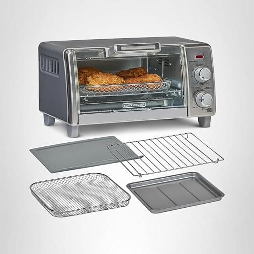 BLACK+DECKER Crisp 'N Bake Air Fry Countertop Convection Toaster Oven, Medium Capacity, 4-Slice, 5-in-1, Fits 9” Pizza, 30-Min Timer, Bake, Broil, Air Fry, Toast, Keep Warm, Stainless Steel thumbnail 13