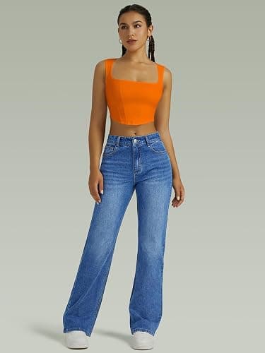 FUNUCA Straight Leg Jeans for Women,High Waisted Wide Leg Loose Microelastic Boyfriend Denim Pants thumbnail 5