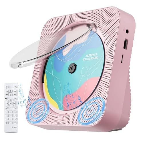 CD Player Portable with Bluetooth 5.1Desktop CD Player with HiFi Sound Speakers,Remote Control,Dust Cover,LED Display,Boombox FM Radio,USB/AUX for Home (Pink) - Image 1