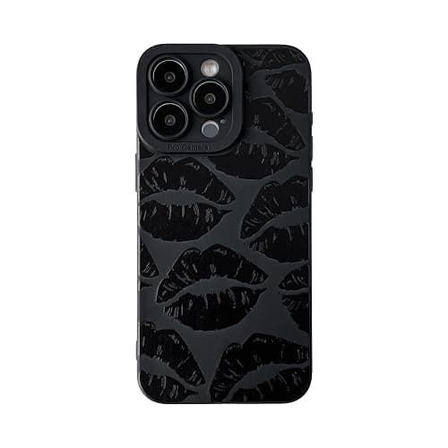 FLIRACON Black Lips Print Soft Phone Case Compatible with iPhone Case (Black,for iPhone 13) - Image 1