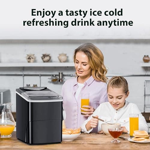 Ice Makers Countertop, Self-Cleaning Function, Portable Electric Ice Cube Maker Machine, 9 Pellet Ice Ready in 6 Mins, 26lbs 24Hrs with Ice Bags and Scoop Basket for Home Bar Camping RV(Black) - Bullet Ice - 26lbs - Black(Limited Edition) - 1 thumbnail 7