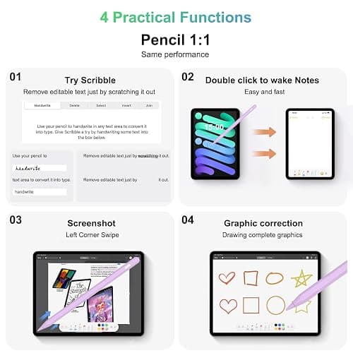 iPencil 2. Generation für iPad, Magnetische drahtlose Aufladung Stift für iPad Mit Handfläche Ablehnung& Neigung, Stylus Pen für iPad 6/7/8/9/10, Mini 5/6, Air 3/4/5, iPad Pro 11" &12.9" -lila thumbnail 6