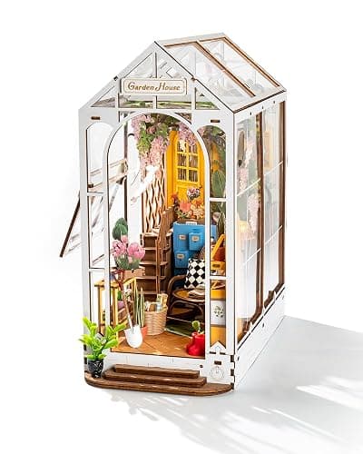 Rolife DIY Book Nook Kit Wooden 3D Puzzle Bookends 9.5" Garden House Miniature Kit with LED Bookshelf Decor Arts and Crafts for Adults Family Project Hobby Creative Gifts for Girls Boys Christmas thumbnail 9