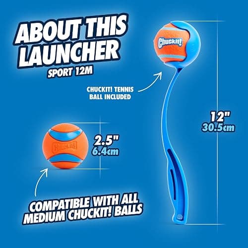 Chuckit! Dog Ball Launcher - Sport 12" with Medium (2.5"), Dog Fetch Ball Thrower, For Dogs 20-60 Pounds, Made in USA thumbnail 7