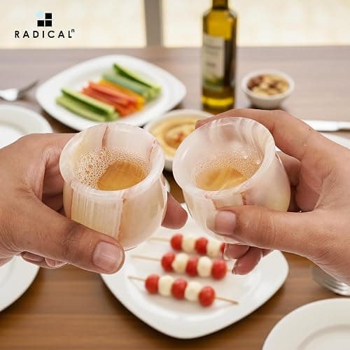 Radicaln Marble Shot Glasses 2" Inches White Onyx handmade Drinking Glasses Set of 2 For Bar accessories, Ideal Vodka, Whiskey and Tequila Glass For Home Bar thumbnail 2