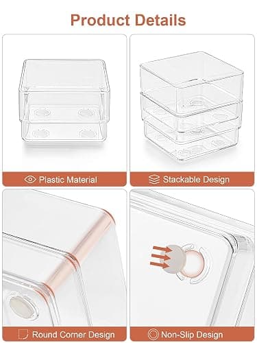 SMARTAKE 30-Piece Drawer Organizer with Non-Slip Silicone Pads, 7-Size Desk Drawer Organizer Trays Storage Tray for Makeup, Jewelries, Utensils in Bedroom Dresser, Office and Kitchen (Clear) thumbnail 5