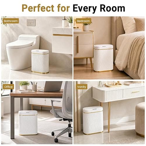 Bathroom Small Trash Can with Automatic Touchless Lid, 2.6 Gallon Smart Garbage Can Narrow Waterproof Trash Bin for Bedroom, Office, Living Room thumbnail 6