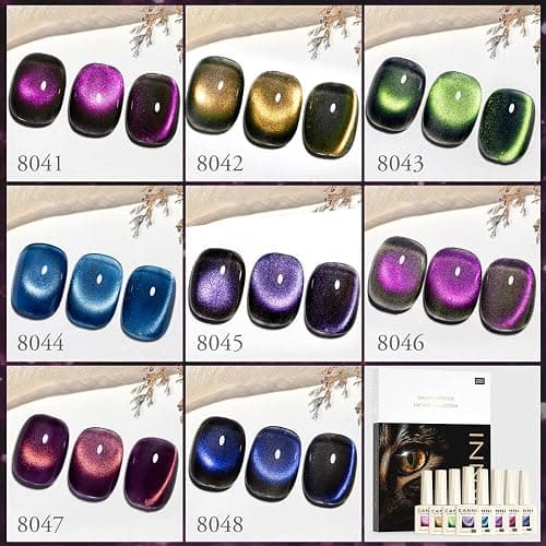 CANNI 8 Pcs 9 ML Cat Eye Gel Nail Polish Set, Red Purple Pink Blue Green Glitter Rainbow Holographic Cat Eye Gel Polish Kit with Magnet Colors Nail Art Manicure Salon DIY Gifts thumbnail 4