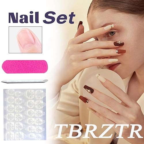 Black French Tip Press on Nails Medium Gold Glitter Rhinestones Design Almond Tip Press Ons False Nail Full Cover Artificial Nails Reusable Handmade Glue on Nails for Women 24Pcs thumbnail 7