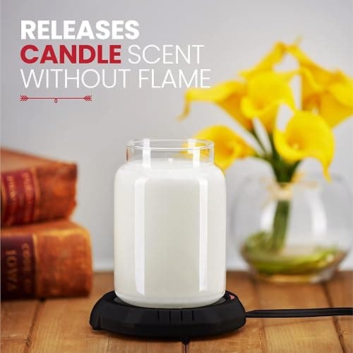 Candle Warmer Plate Safely Releases Scents Without a Flame- Used as Candle Jar Warmer, Candle Melter, Coffee Warmer, Mug Warmer, Cup Warmer in Your Home & Office (Black) thumbnail 7