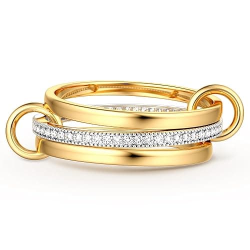 Dochais Anelli Argento Oro 18k Placcato Donna impilabili e Uomo Anti-ossidazione, Anello 5A Zirconia Cubica Placcati in Oro Set di Chunky Anelli Impilabili Mis 12-24 thumbnail 2