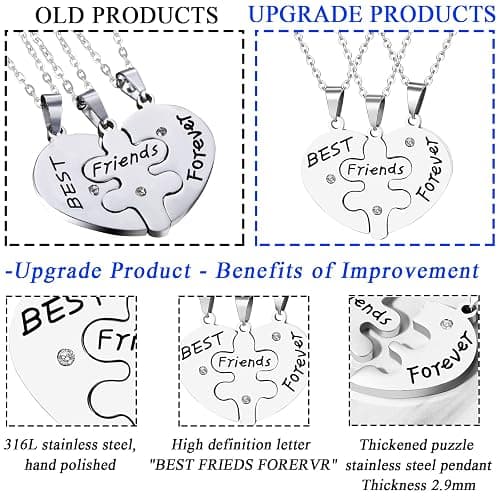 OIDEA Stainless Steel Friendship Best Friends Forever Messages Puzzle Necklaces for Mother's Day Gifts,with Chains Included thumbnail 4