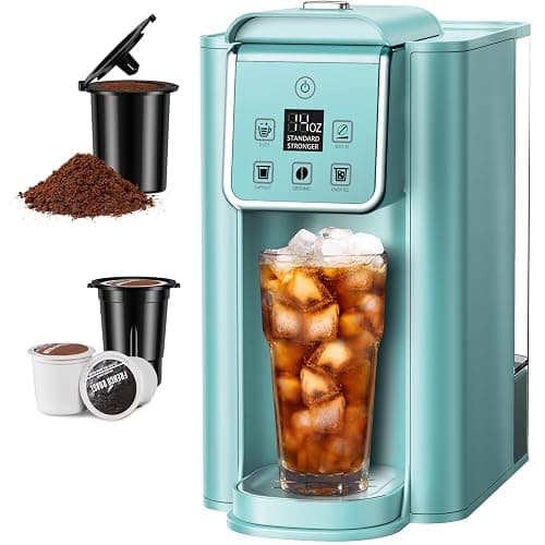 SHARDOR Single Serve Coffee Maker, Hot and Iced Coffee Machine for K Cup Pods & Ground Coffee, 6 to 14 oz Brew Sizes, 50 oz Removable Water Tank, Bold Brew Setting, Blue - Image 1