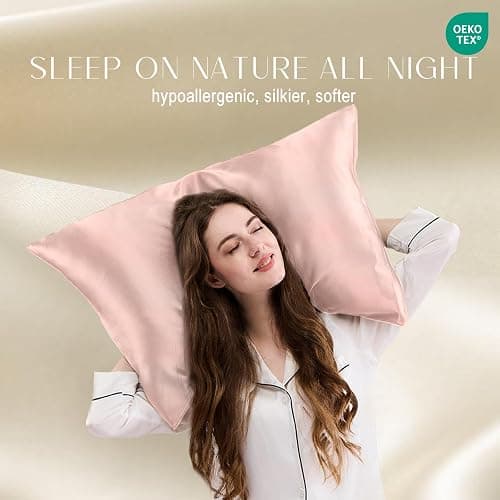 ZIMASILK 100% Pure Mulberry Silk Pillowcase for Hair and Skin Health,Soft and Smooth,Both Sides Premium Grade 6A Silk,600 Thread Count,with Hidden Zipper,1pc (Queen 20''x30'',Pink) thumbnail 3