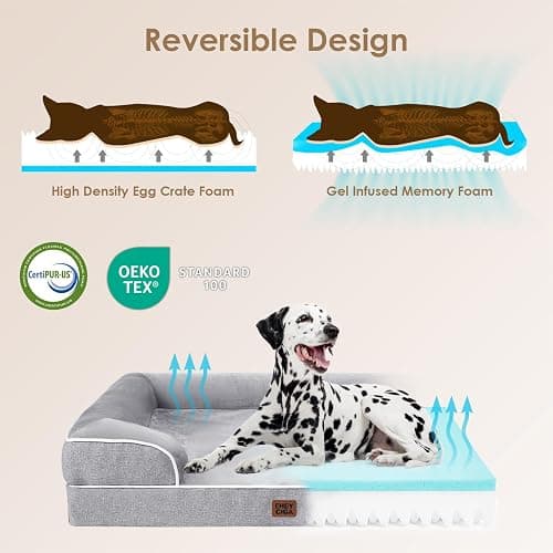 EHEYCIGA Orthopedic Dog Beds for Extra Large Dogs 44x32Inch, Waterproof Memory Foam XL Pet Bed with Sides, Non-Slip and Egg-Crate Foam Big Dog Couch Bed with Washable Removable Cover, Grey thumbnail 4