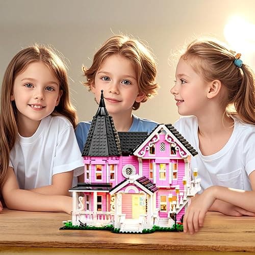 Pink Palace House Building Set with Lights, Halloween Haunted House Blocks Toy, Halloween House Kit for Kids Adults,Christmas for Girls and Boys, Aged 8+ (1349PCS) thumbnail 4