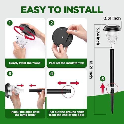URAGO Super Bright Solar Lights Outdoor Waterproof-10 Pack, Dusk to Dawn Up to 12 Hrs Solar Powered Outdoor Pathway Garden Lights Auto On/Off, LED Landscape Lighting Decorative for Walkway Patio Yard thumbnail 7