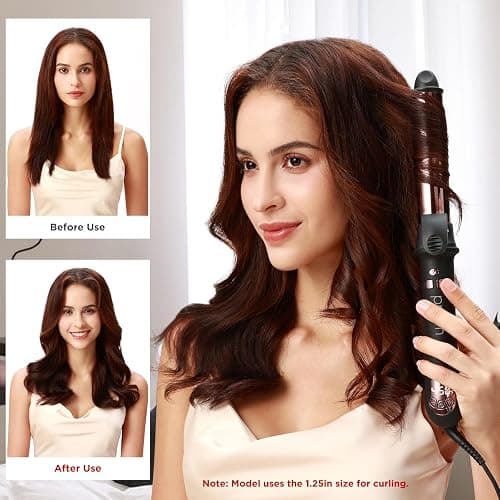 Prizm Rotating Curling Iron, 1inch/25mm Automatic Hair Curler for Long Hair, Self Spinning Barrel, 250-450°F with LCD Display, Auto-Shut Off & Dual Voltage, Black thumbnail 3