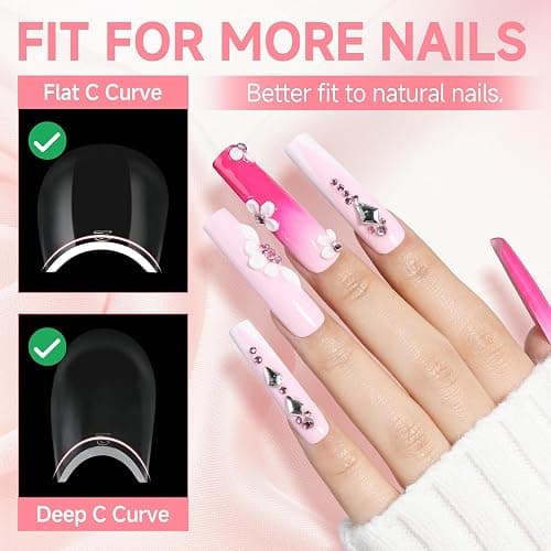UNA GELLA Long Square Gel Nail Tips XXL: Pre shaped Fake Nails Extensions | Full Cover Tapered Square Straight Nail Tips 120PCS for DIY Press On Nails 12 Sizes for Parties & Daily thumbnail 5