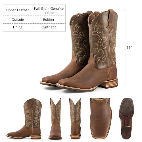 Palitutu Cowboy Boots for Women, Western Cowgirl Boots Genuine Leather hand-embroidered with patterns Mid Calf Chunky Heel for Country Concert Party Women Boots thumbnail 4