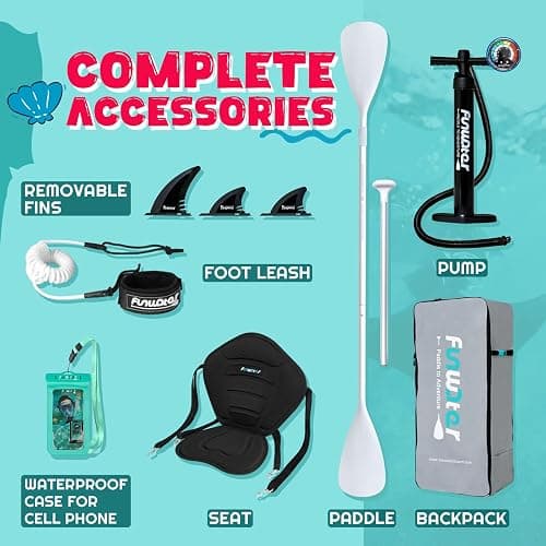 FunWater Inflatable Stand Up Paddle Board with Premium SUP Paddleboard Accessories, Anti-Slip EVA Deck, 11'6''/11'/10'8''/10'6'' Paddle Boards for Adults & Youth of All Skill Levels thumbnail 4