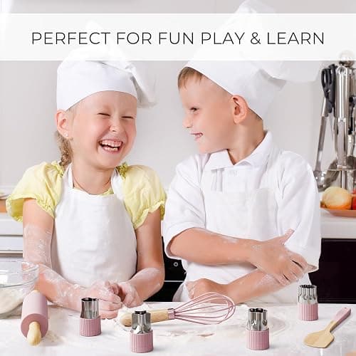 Wooden Cooking & Baking Set for Kids - Safe & Real Kitchen Tools Give Toddlers a Fun Cooking Experience - Durable Utensils are Perfect for Gifting to Create Lasting Family Memories thumbnail 6