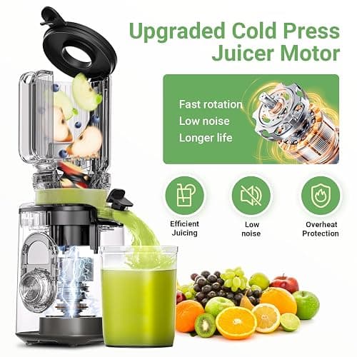 AAOBOSI Cold Press Juicer, 4.35" Large Feed Chute Masticating Juicer Machines Slow Juice Extractor Fit Fruits &Vegetables, Easy to Clean High Juice Yield, New Designed for Home and Travel, BPA Free - 50r/min thumbnail 8