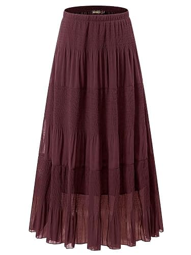 NASHALYLY Maxi Skirts, Chiffon, A-Line - Image 1