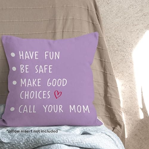 MONALET Purple Call Your Mom Dorm Throw Pillow Covers 18x18, Back to School Decor Pillow Cases Gifts for Classroom Teen Girl Dorm Room Bedroom, Freshman College Pillowcases for Couch Bed Sofa thumbnail 7