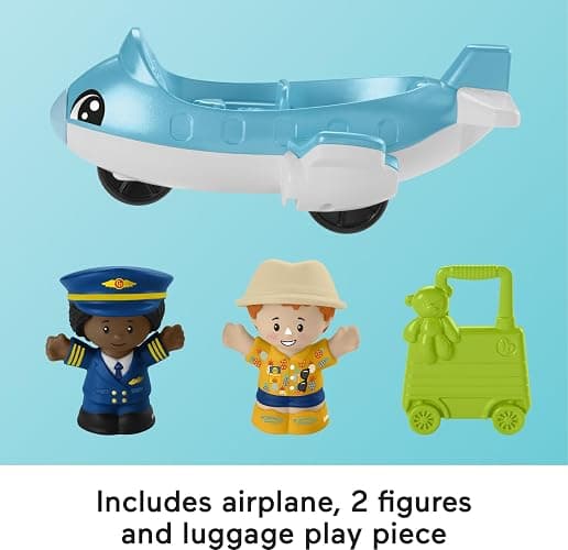 Fisher-Price Little People Everyday Adventures Airport Playset, Ages 1+ | Airport playset + airplane + 2 figures + Luggage, 5 pieces, builds fine motor + cause & effect skills, no batteries thumbnail 5
