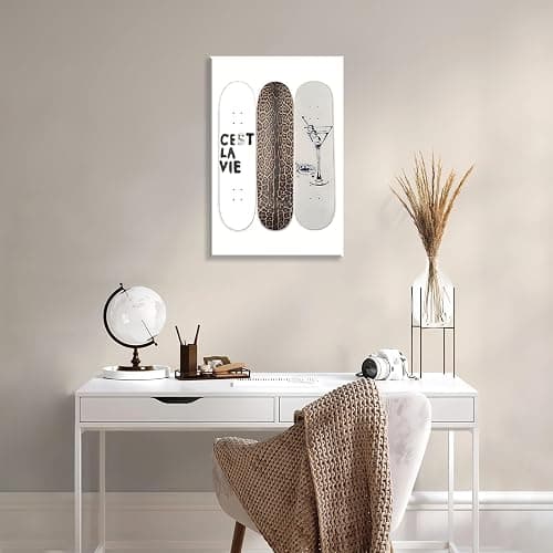 Trendy Leopard Skateboard Wall Art Funky Dirty Martini Posters Vintage New York Girly Room Decor Fashion Cheetah Print Canvas Y2k Aesthetic for Bar Cart Dorm Bedroom 16x24in Unframed thumbnail 3