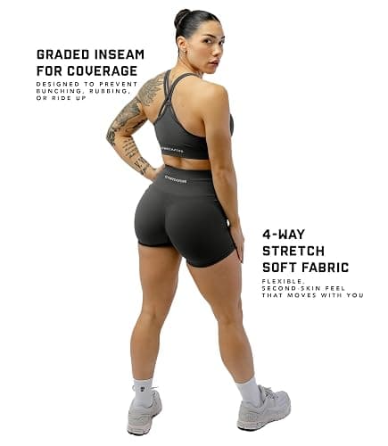 Gymreapers Athletic Seamless Shorts for Women - Squat Proof High Waisted Glute Scrunch, Quick Drying Biker, Yoga Running Gym thumbnail 4