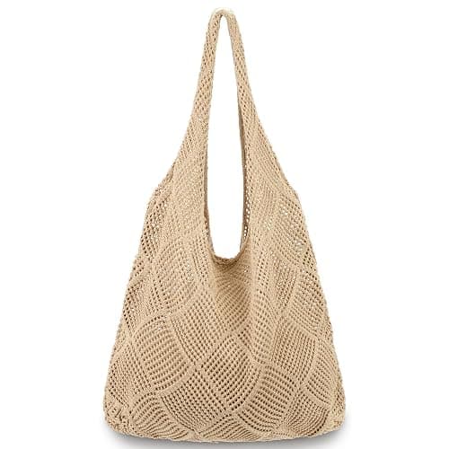 hatisan Crochet Bags for Women - Summer Beach Tote, Aesthetic Hippie Knit Bag - Image 1