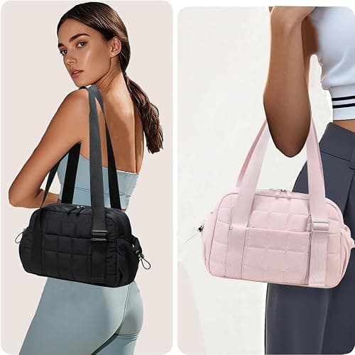 CAMTOP Mini Gym Bag for Women, Small Gym Tote Bag Puffy Quilted Sports Duffel Bag with Wet Compartment and Coin Purse Duffel Bags Dance Yoga Workout Bag for Gifts thumbnail 9