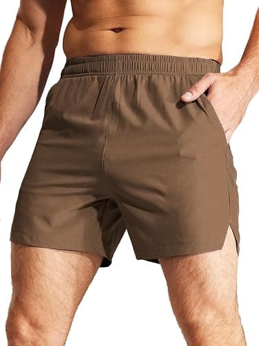 MIER Men's 5 Inch Inseam Running Shorts, Quick-Dry with Pockets | Workout, Athletic, Lightweight Breathable Fabric, Soft Elastic Waist, Inner Drawstring, Side Split, Machine Washable - Image 1